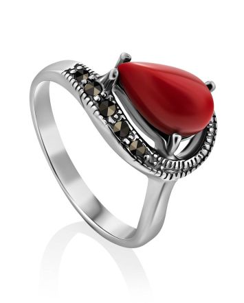 Refined Silver Coral Ring The Lace, Ring Size: 6.5 / 17, image 