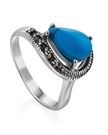 Chic Silver Turquoise Ring The Lace, Ring Size: 7 / 17.5, image 