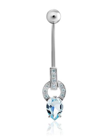 Refined Silver Topaz Navel Piercing, image 