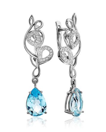 Stunning Silver Topaz Drop Earrings, image 