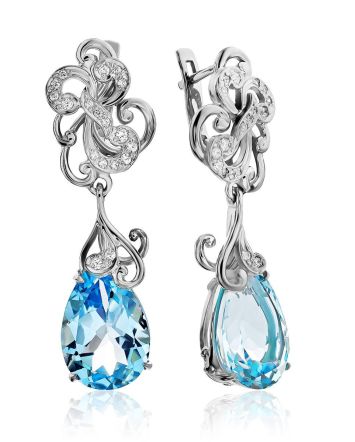 Shimmering Silver Topaz Drop Earrings, image 
