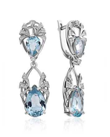 Classy Silver Topaz Drop Earrings, image 