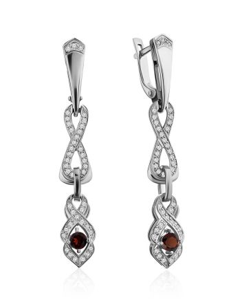 Vintage Style Silver Garnet Drop Earrings, image 