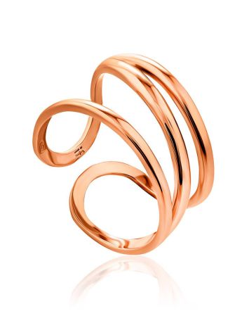 Triple Band Rose Plated Silver Ring The ICONIC, Ring Size: Adjustable, image 