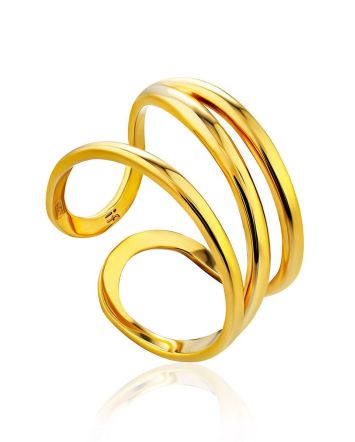 Bright Gilded Silver Triple Band Ring The ICONIC, Ring Size: Adjustable, image 