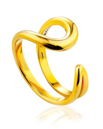 Designer Gold Plated Silver Adjustable Ring The Liquid, Ring Size: Adjustable, image 