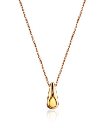 Simplistic Design Rose Gold Plated Amber Necklace The Palazzo, image 