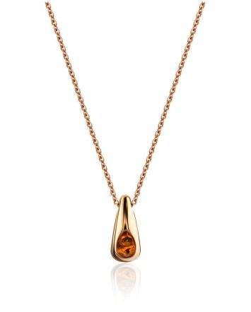 Luminous Cognac Amber Pendant Necklace The Palazzo, image 