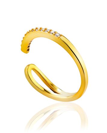 Sleek Gilded Silver Crystal 2 in 1 Cuff The Liquid, image 