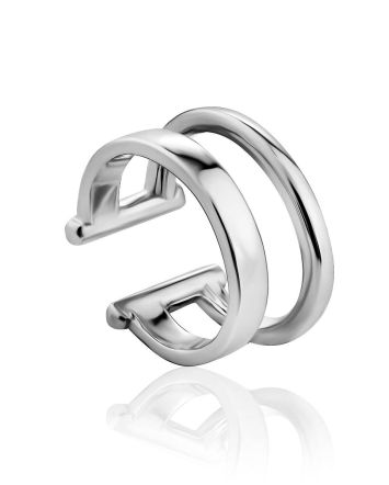 Glossy Silver Double Line Ear Cuff The ICONIC, image 