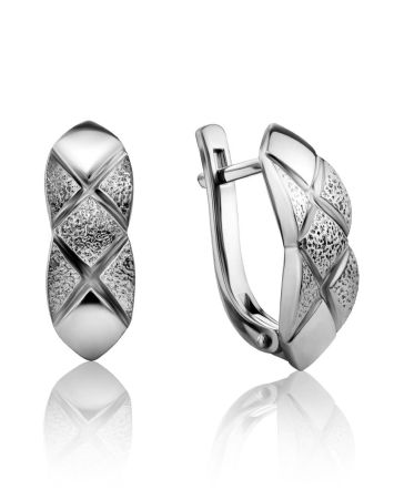 Textured Silver Earrings, image 