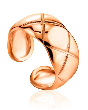 Harlequin Pattern Rose Plated Silver Ring The ICONIC, Ring Size: Adjustable, image 