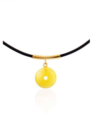 Stylish Natural Amber Pendant Necklace, Length: 40, image 