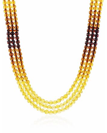 Stylish Two Tone Amber Beaded Necklace, Length: 45, image 