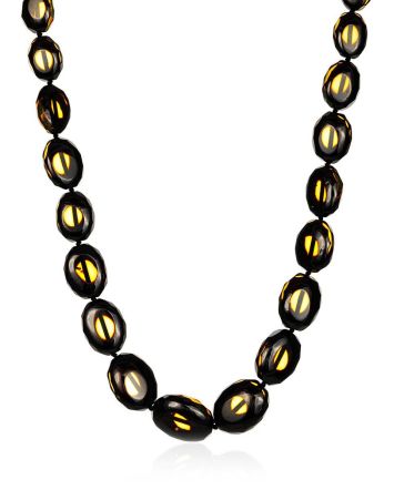 Luminous Faceted Green Amber Necklace, Length: 42, image 