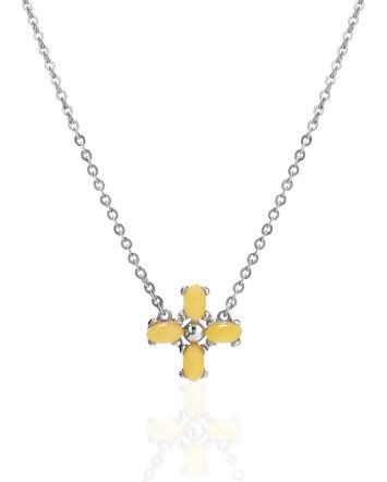 Refined Cross Motif Amber Pendant Necklace The Supreme, Length: 49, image 