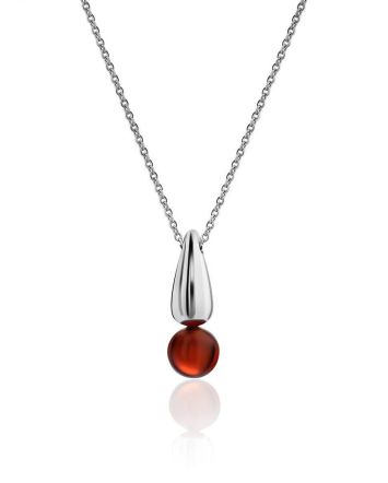 Minimalist Design Silver Amber Necklace The Palazzo, image 