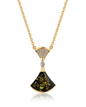 Amazing Green Amber Pendant Necklace, Length: 50, image 