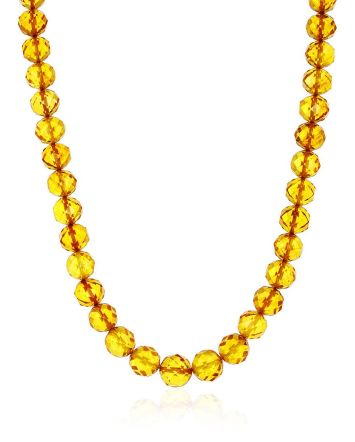 Glistening Faceted Amber Beaded Necklace, Length: 51, image 