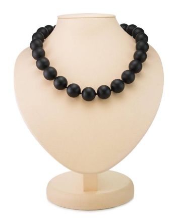 Fabulous Black Amber Beaded Necklace The Cuba, Length: 53, image 
