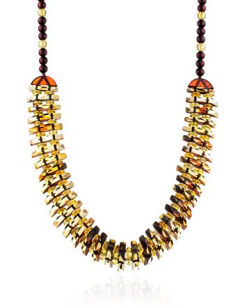 Luminous Mix Tone Amber Necklace, Length: 46, image 