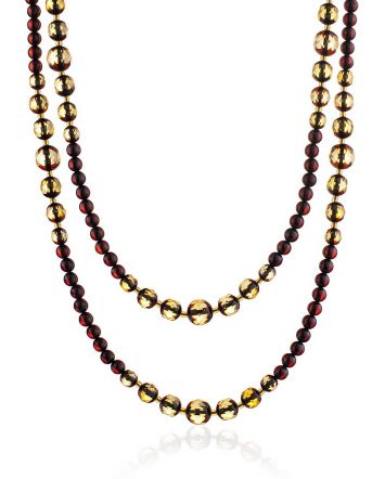 Ultra Long Faceted Amber Beaded Necklace, Length: 110, image 