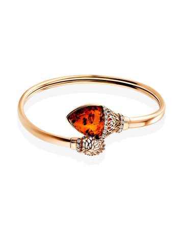 Fabulous Snake Motif Gilded Silver Amber Bracelet, image 