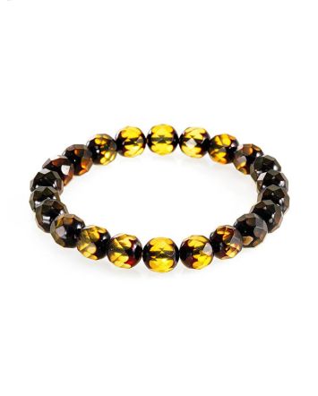 Faceted Green Amber Beaded Bracelet, Length: 17, image 