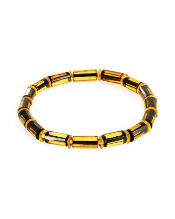 Cognac Amber Beaded Bracelet, Length: 16, image 