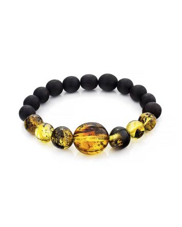 Safari Style Ebony Wood Amber Bracelet The Cuba, Length: 16, image 