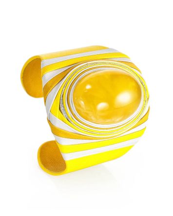 Colorful Leather Amber Cuff Bracelet The Nefertiti, image 