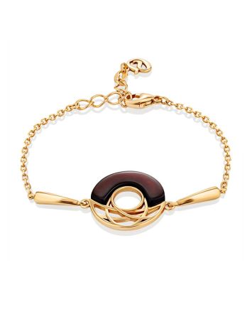 Stylish Gilded Silver Amber Chain Bracelet, Length: 16, image 