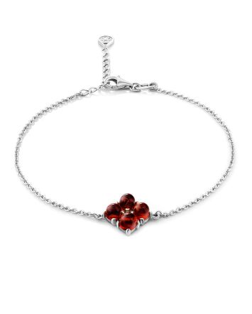 Chic Cross Motif Silver Amber Chain Bracelet The Supreme, Length: 17, image 