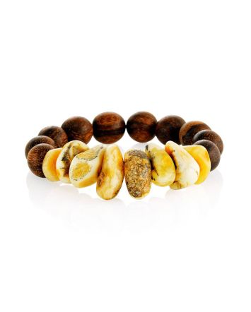 Ethnic Style Wood Amber Bracelet The Cuba, Length: 16, image 