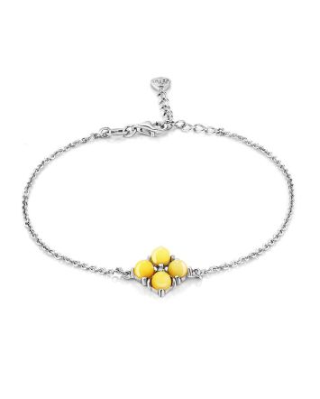 Refined Silver Amber Chain Bracelet, Length: 16, image 