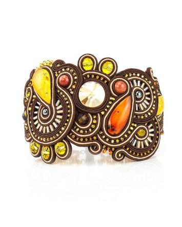Ethnic Style Leather Amber Bracelet The India, image 