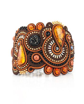 Designer Leather Amber Braided Bracelet The India, image 
