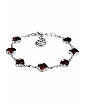 Stylish Silver Amber Chain Bracelet The Monaco, Length: 17, image 
