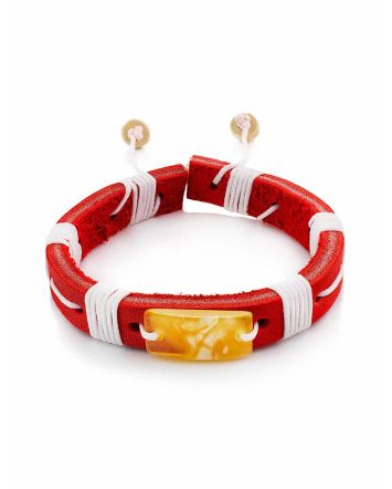 Safari Style Leather Amber Bracelet The Copacabana, image 
