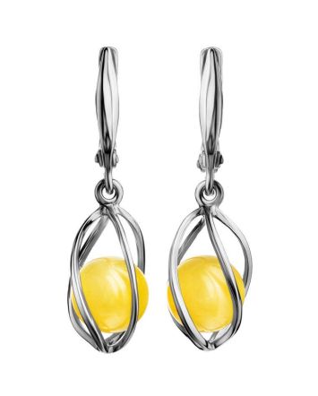 Honey Amber Earrings In Sterling Silver The Algeria, image 