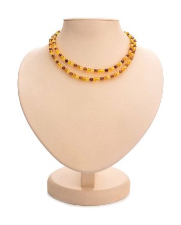 Multicolor Amber Beaded Stretch Necklace, image 