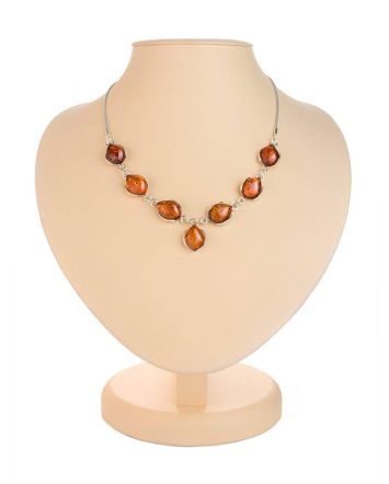 Bold Amber Necklace In Sterling Silver The Cat's Eye, image 