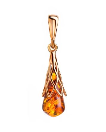 Drop Amber Pendant In Gold Plated Silver The Roxanne, image 
