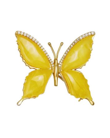 Butterfly Amber Brooch In Sterling Silver The April, image 