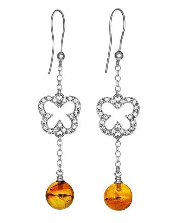 Amber Earrings In Sterling Silver With Inclusions The Clio, image 