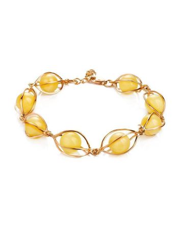 Gold Plated Bracelet With Honey Amber The Algeria, image 