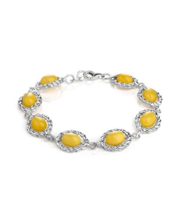 Bold Silver Bracelet With Honey Amber The Florence, image 