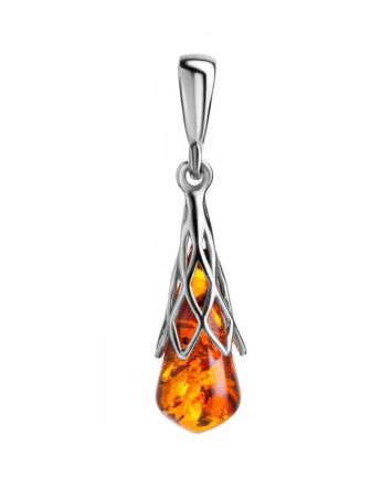Cognac Amber Pendant In Sterling Silver The Roxanne, image 