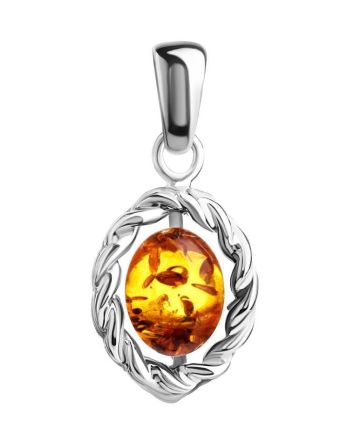 Classy Silver Pendant With Cognac Amber The Florence, image 