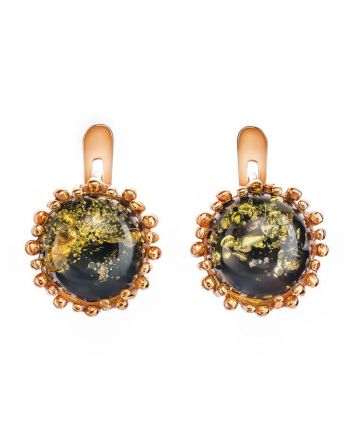 Green Amber Earrings In Gold-Plated Silver The Brunia, image 